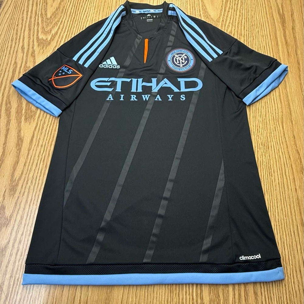 Adidas Black and Light Blue Men's MLS New York City FC Jersey